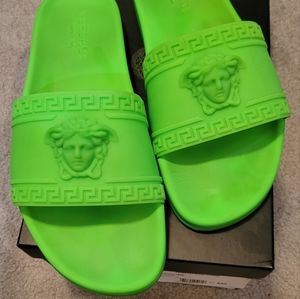 Gently Used Versace Mens Pool Slides Lime Green